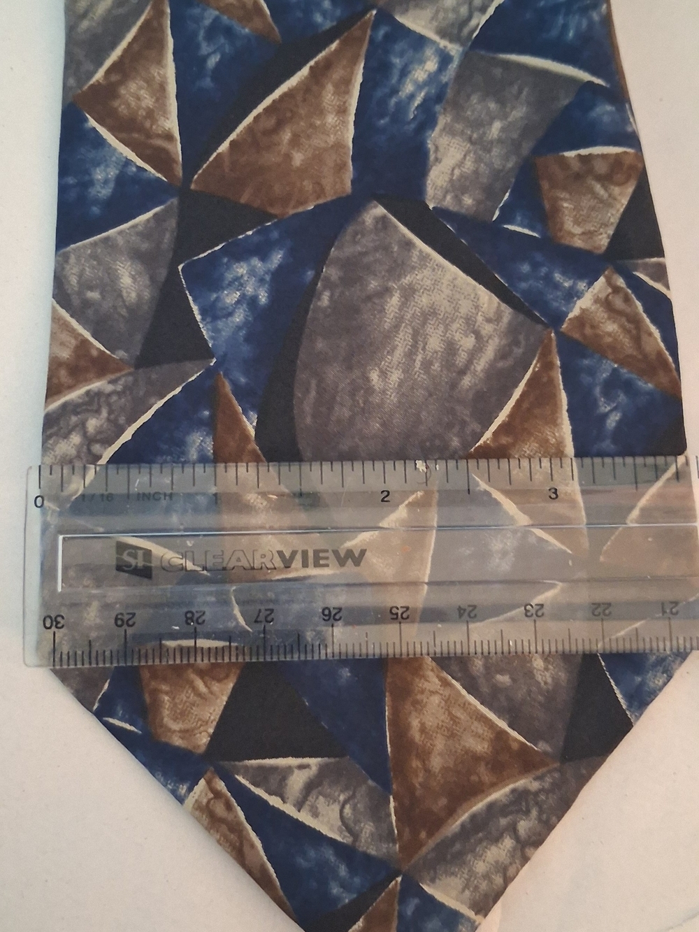Briar Silk Geometric Tie in Blue & Brown